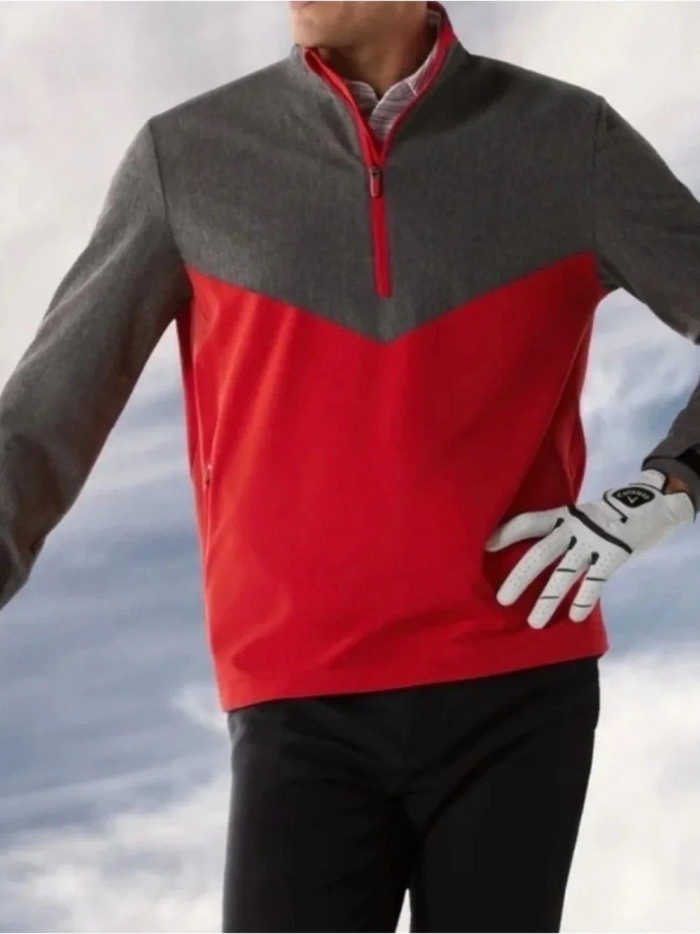 Callaway Weather Series Quarter Zip ~ XXL ~ Red & Gray